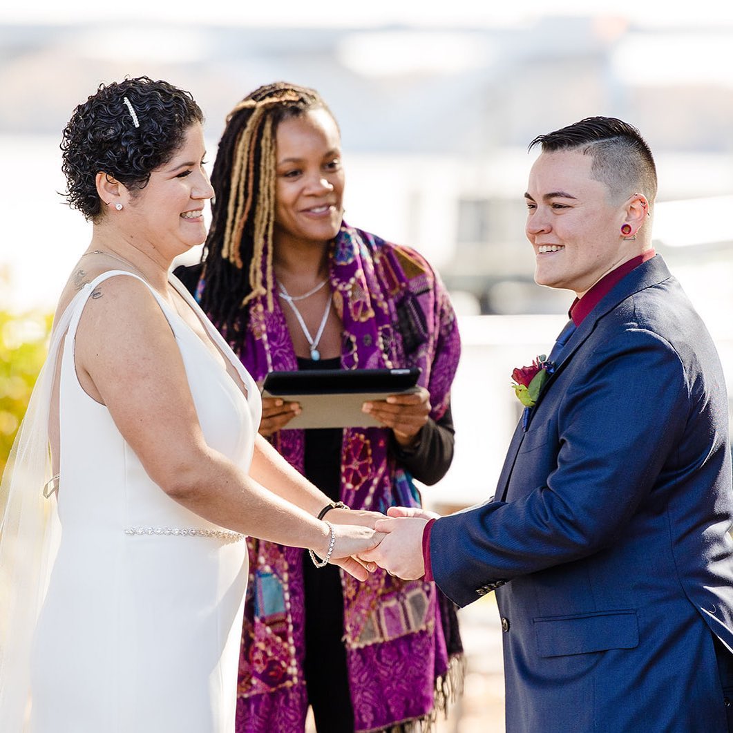 Rev. Roxie officiating a wedding