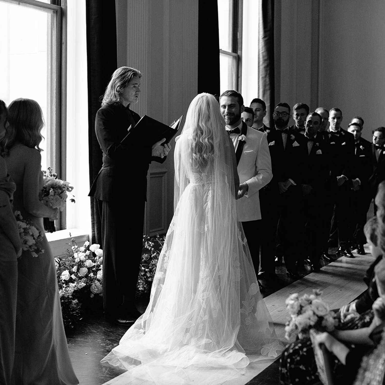 Officiant Michael performing a wedding for Heather and Dan