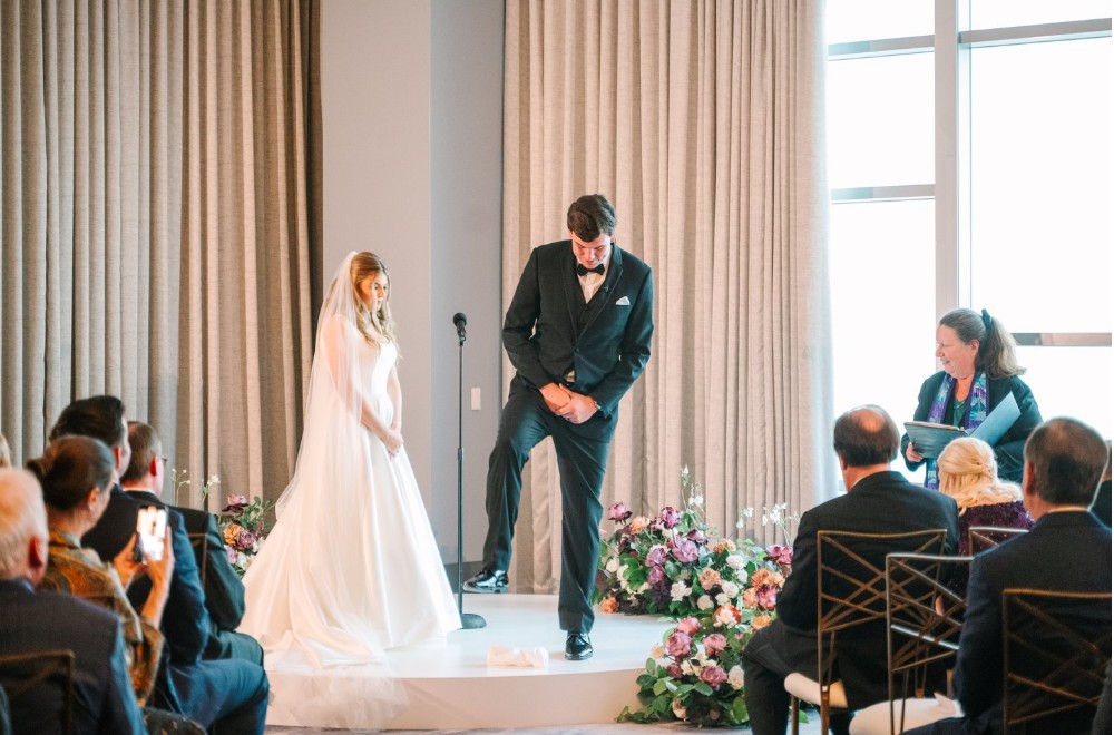 Rev. Kathy officiating for a couple at the Fairmont in Pittsburgh