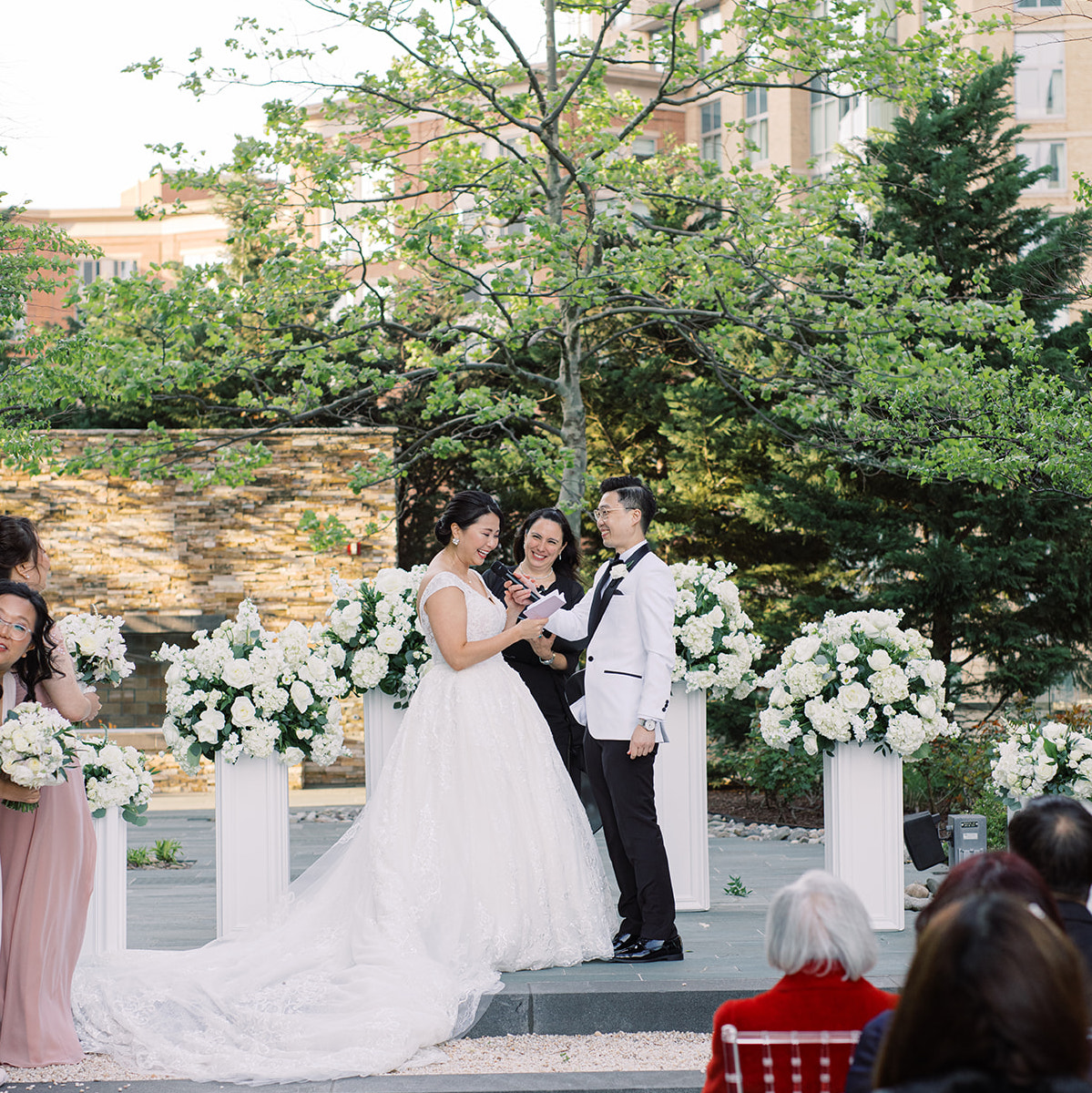 Rev Christina officiating a wedding in Maryland