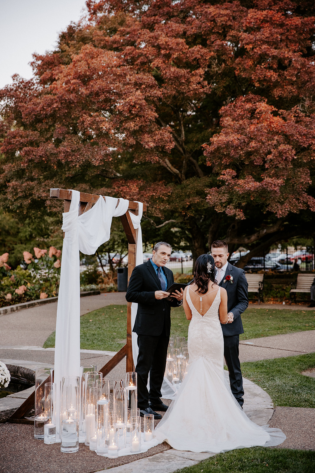 Rev. Tony officiating a Fall Wedding in Pittsburgh PA for Tiffany and Matt