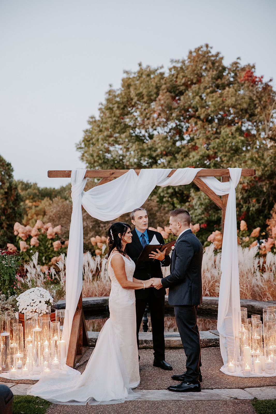 Rev. Tony officiating a Fall Wedding in Pittsburgh PA for Tiffany and Matt
